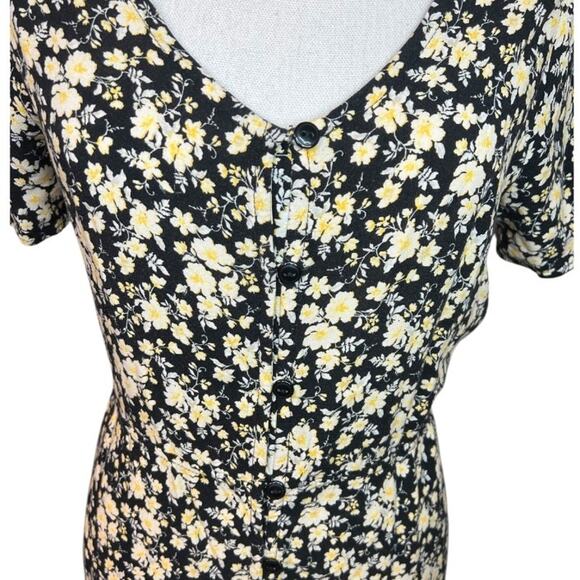 Wild fable floral print button down midi dress cottagecore spring 90s ruffle - Picture 2 of 8